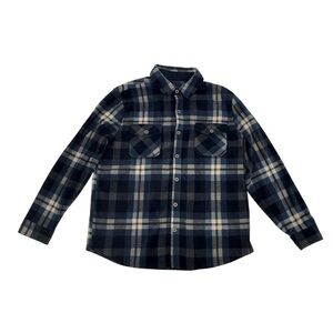 Freedom Foundry Navy White Plaid Button Up Flannel Shirt Size L Men’s